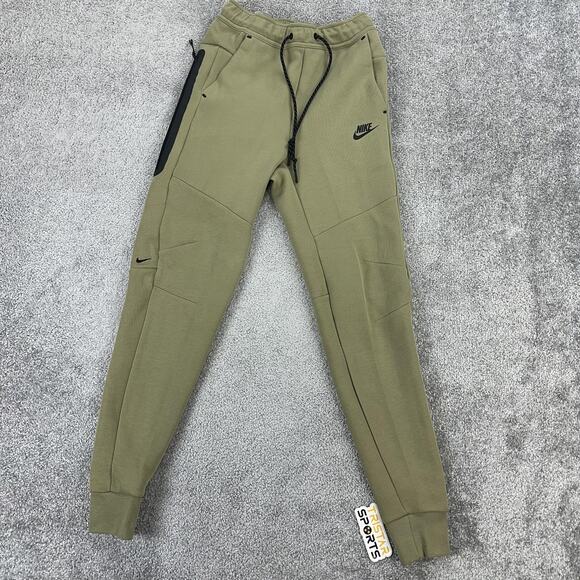Nike Tech Fleece Joggers Pants Mens XS Olive Slim Tapered Zip Pocket Sweatpants - Picture 2 of 12